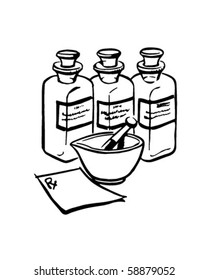 Medicine Bottles - Retro Clip Art svg