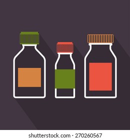 Medicine bottles set. Flat design. Vector illustration 