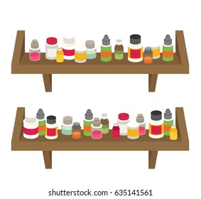 Medicine bottles set in flat design. Vector illustration