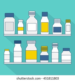 Medicine bottles set. Vector illustration 