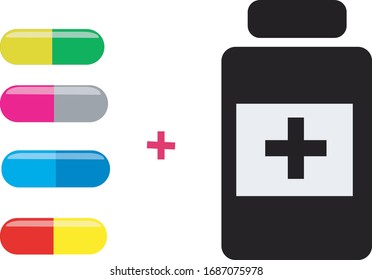 Frascos y tabletas de medicina Diversos iconos de color vectorial imagen