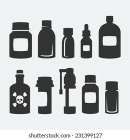 Medicine bottles vector icons set