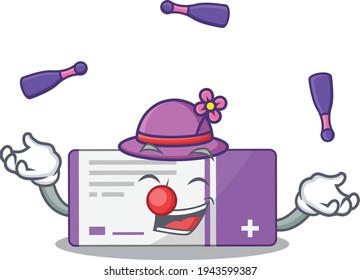 A medicine box cartoon design style love playing juggling. Vector illustration