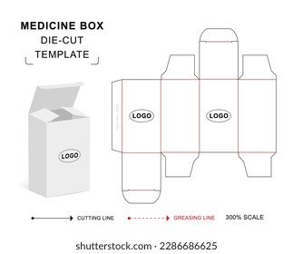 Medicine box die cut template