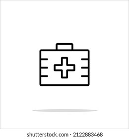 icono de caja de medicina, web y móvil, gráficos vectoriales, patrón lineal en fondo blanco, eps 10.