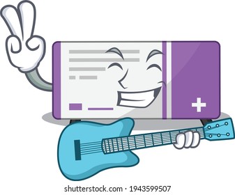 Medicine box musician cartoon design playing a guitar. Vector illustration