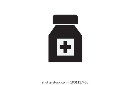 Caja de medicamentos con fondo blanco. Dibujo de vectores.