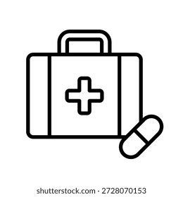 Ilustración vectorial de icono de contorno de caja de medicina