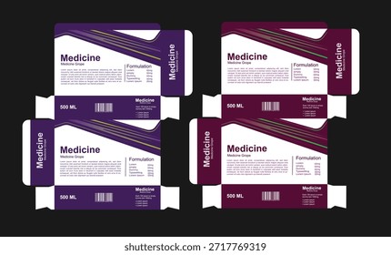 Schablone für Medikamentenverpackungen im Vektorformat. Druckfertig und editierbar, geeignet für Tabletten, Kapseln oder andere Nahrungsergänzungsmittel. Professionelle Schichten und druckfertiges Layout für einfache Nutzung.