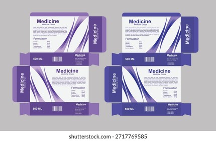Schablone für Medikamentenverpackungen im Vektorformat. Druckfertig und editierbar, geeignet für Tabletten, Kapseln oder andere Nahrungsergänzungsmittel. Professionelle Schichten und stanzfertiges Layout für einfache Nutzung.