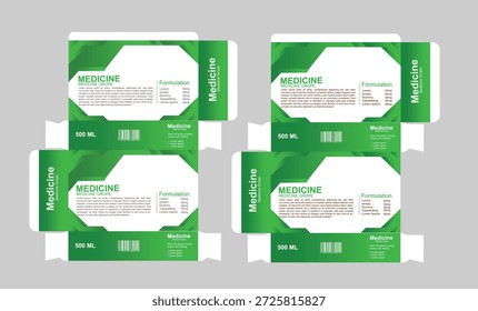 Plantilla de empaquetado de la caja de la medicina en formato del Vector.