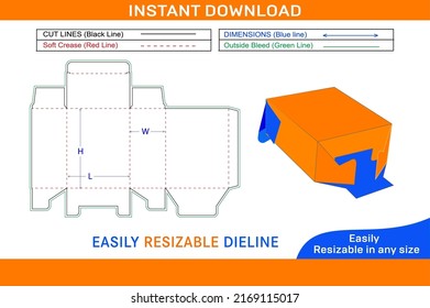 Medicine Box, Tuck Top Snap Lock Box Dieline Template