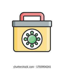 Medicine Box Vektorillustration Umriss gefüllte Abbildung. Corona-Virus-Covid-19-Symbol