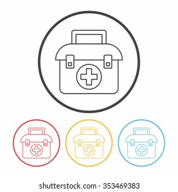 Medicine boxes line icon