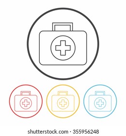 Medicine boxes line icon