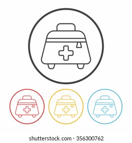 Medicine boxes line icon