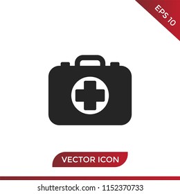 Medicine briefcase icon. First aid symbol