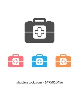 Medicine Briefcase icon set. Vector