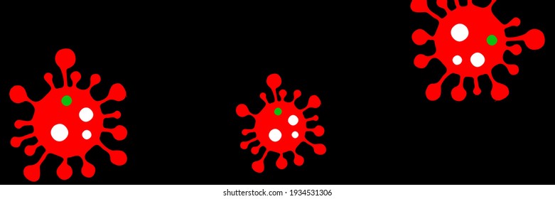 Medicine Bright Danger Sign Red Healthcare Black Sick Illustration. Quarantine Virus Vibrant Test Science Backdrop. Pandemic Green Epidemic White Coronavirus Horizontal Creepy Covid-19 Vector.