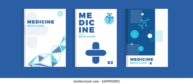 Plantilla de farmacia del folleto sobre medicamentos, diseño de cobertura sanitaria plana, identidad corporativa