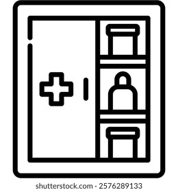 Medicine Cabinet Icon Line Vector Illustration