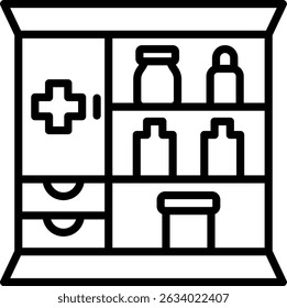 Medicine Cabinet Icon Line Vector Illustration