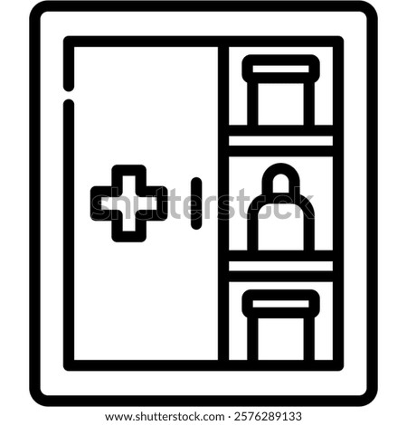 Medicine Cabinet Icon Line Vector Illustration