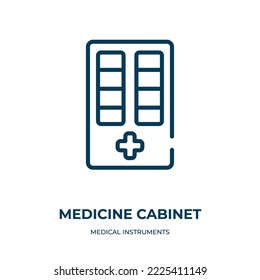 Medicine cabinet icon. Linear vector illustration from medical instruments collection. Outline medicine cabinet icon vector. Thin line symbol for use on web and mobile apps, logo, print media.