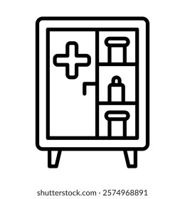 Medicine Cabinet Vector Line Icon Design