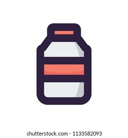 Medicine capsule bottles icon - Vector flat linear design