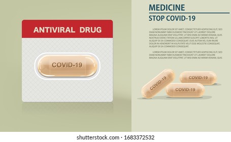 Medicine capsule drug to treat virus include Covid-19 or  Coronavirus Disease Vector illustration Design