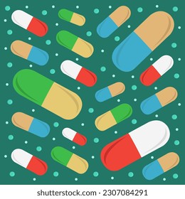 Medicine capsule flat vector illustration. Cute medicine capsule pills cartoon vector illustration for graphic design and decorative element