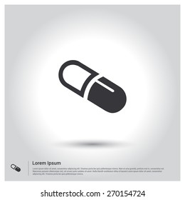 medicine, capsule icon, Vector illustration for web, site, mobile application. Simple flat metro design style. Outline Icon. Flat design style