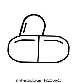Medicine capsule icon vector in line style design