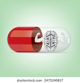 Medicine capsule image with healthy brain image