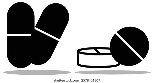 Medicine, Capsule pill icon. Healthcare, medicine, treatment concept. Pills icon vector for web and mobile app. capsule icon. Drug sign and symbol. Design eps 10. 