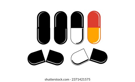 Medicine Capsule silhouette, a set of pills