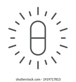 medicine capsule treatment prescription vector illustration line icon white background