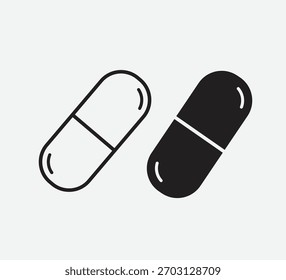Ilustración de estilo plano de icono de Vector de cápsula de medicina