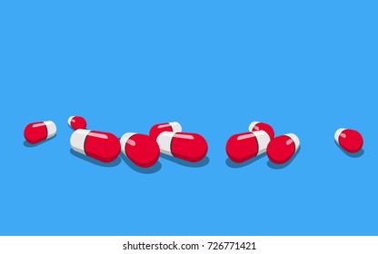 medicine capsules isolated on blue background vector illustration