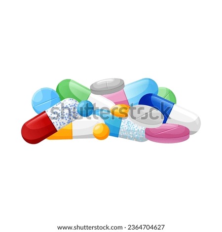 Medicine capsules, tablets and pills. Bunch of drugs. Vector illustration isolated on white background
