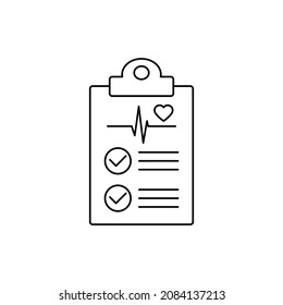 ícono de documento cardiograma de medicina vector información médica de signos de examen de corazón