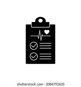 medicine cardiogram document icon vector medical information report sign examination heart beat icon