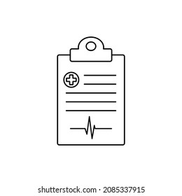 ícono de documento cardiograma de medicina vector información médica de signos de examen de corazón