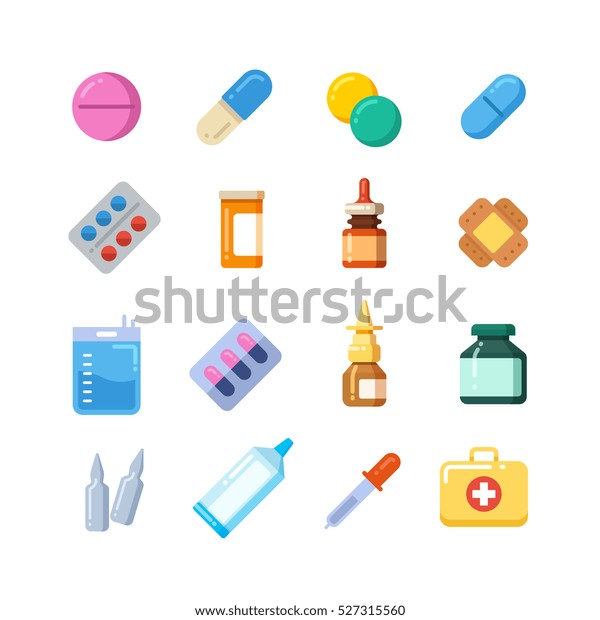 Medicine Cartoon Pill Drug Table Antibiotics Stock Vector (Royalty Free