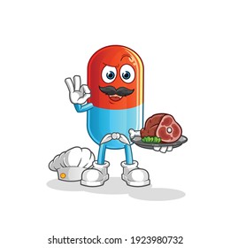 medicine chef with meat mascot. cartoon vector