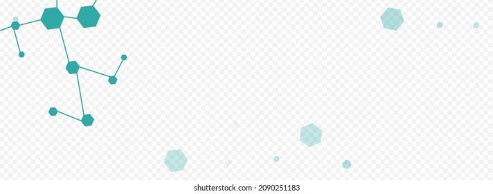 Medicine Chemical Structure Vector Panoramic Transparent Background. Molecule Abstract Illustration. Modern Medical Science Design. Futuristic Template.