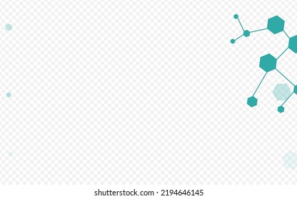 Medicine Chemical Structure Vector Transparent Background. Molecular Science Poster. Abstract Hexagon Scientific Backdrop. Modern Texture.