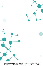 Medicine Chemical Structure Vector White Background. Atom Geometric Illustration. Technology Hexagon Science Backdrop. Modern Cover.