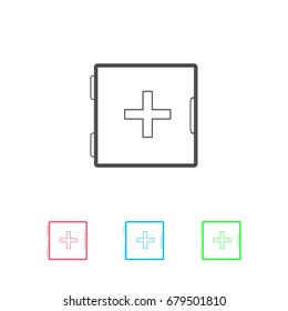 Medicine chest icon flat. Color pictogram on white background. Vector illustration symbol and bonus icons